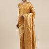 Women's Silk Blend Mustard Woven Design Woven saree With Blouse Piece