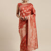 Women's Silk Blend Orange Woven Design Woven saree With Blouse Piece