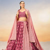 Women Pink Pure Chiffon position print with Sequins embroidery Semi-Stitched Lehenga choli & Dupatta