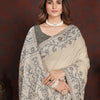 Dhiyona GR Women's Panghat Davy's Grey Pure Mul Cotton Jamdani Saree
