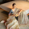 Dhiyona GR Women's Pankti Harbor Grey Cotton Jamdani Saree