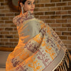 Dhiyona GR Women's Pankti Amber Yellow Cotton Jamdani Saree