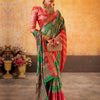 Women's Cotton Blend Red Woven Design Designer Saree With Blouse Piece