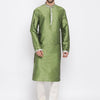 Men's Green Cotton Silk Straight Kurta Pyjama Set