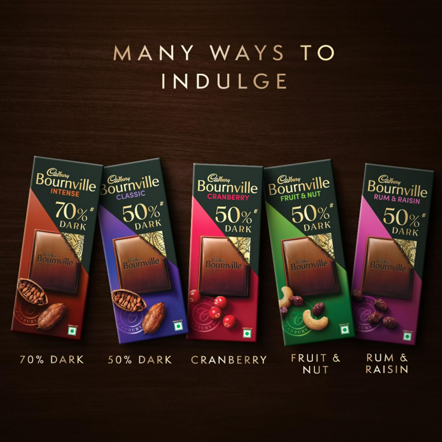 Cadbury Bournville Rich Cocoa 70% dark chocolate bar with smooth, dark chocolate surface and packaging visible.