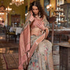 Dhiyona GR Women's Blossom Peach & Grey Banarasi Digital Soft Silk Saree
