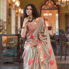 Dhiyona GR Women's Blush Peach & Grey Banarasi Digital Soft Silk Saree