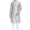 Men's Grey Silk Blend Straight Kurta Pyjama Set