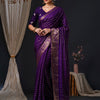 Women's Viscose Purple Woven Design Designer Saree With Blouse Piece