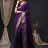 Women's Viscose Purple Woven Design Designer Saree With Blouse Piece