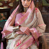 Dhiyona GR Women's Blessing Pink & Grey Banarasi Digital Soft Silk Saree