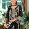 Indyancart IE Ethnic Motifs Embroidered V-Neck Straight Kurta With Trousers & Dupatta