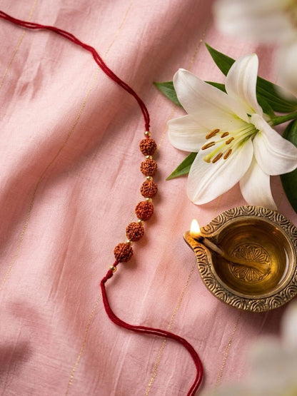 Anouk Religious Rudraksh Thread Rakhi With Roli Chawal Chandan Mishri