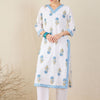 Dhiyona IE Floral Printed V-Neck Sequinned Pure Cotton Straight Kurta & Trouser With Dupatta