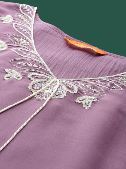 Indyancart IE Women Floral Embroidered Regular Kurta with Trousers & With Dupatta
