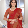Dhiyona GR Women's Red Zari Woven Design Chanderi Cotton Saree