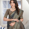 Dhiyona GR Women's Grey Zari Woven Design Chanderi Cotton Saree