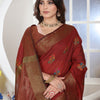 Dhiyona GR Women's Maroon Zari Woven Design Chanderi Cotton Saree