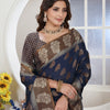 Dhiyona GR Women's Navy Blue Zari Woven Design Chanderi Cotton Saree