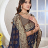 Dhiyona GR Women's Navy Blue Zari Woven Design Chanderi Cotton Saree