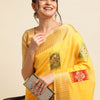 Dhiyona GR Women's Priya Yellow Cotton Linen Saree