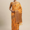 Women's Silk Blend Orange Woven Design Designer Saree With Blouse Piece