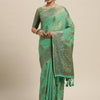 Women's Silk Blend Green Woven Design Designer Saree With Blouse Piece