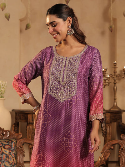 Indyancart IE Women Bandhani Printed Kurta with Trousers & Dupatta