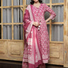 Dhiyona SN Women's Mauve Floral Printed Keyhole Neck Pure Cotton Kurta With Trouser & Dupatta