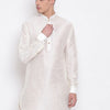 Men's Cream Silk Blend Pathani Kurta