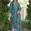 Dhiyona IE Women Floral Embroidered Regular Thread Work Liva Kurta with Trousers & With Dupatta