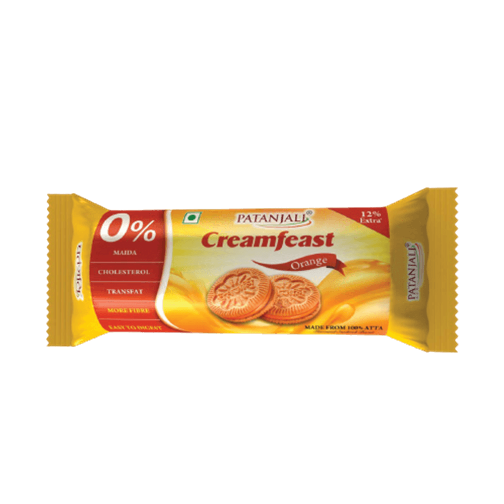 Patanjali Cream Feast Orange Biscuits (Pack of 10) - Indyancart