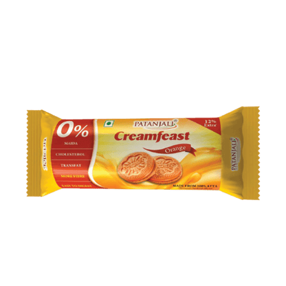 Patanjali Cream Feast Orange Biscuits (Pack of 10) - Indyancart