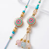 Dhiyona Set Of 2 Floral Design Bhaiya Bhabhi Rakhi With Roli Chawal Chandan Mishri