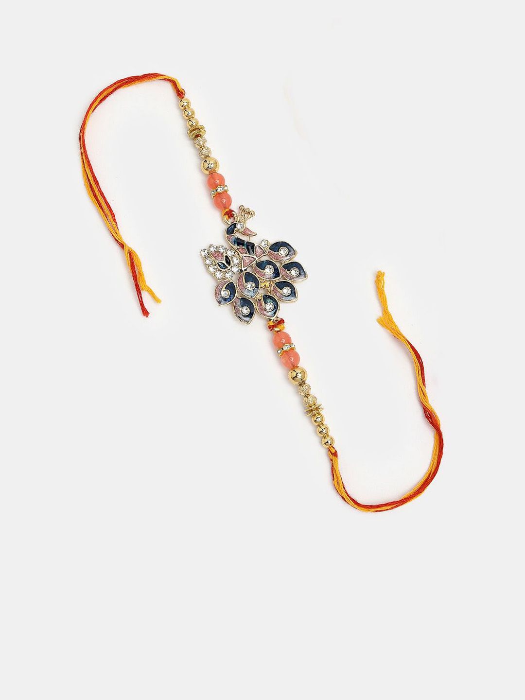 Anouk Stones Studded And Beaded Peacock Bhaiya Bhabhi Rakhis With Roli Chawal