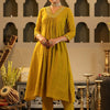 Dhiyona IE Women's Women Ethnic Motifs Embroidered Chanderi Silk Kurta with Trousers