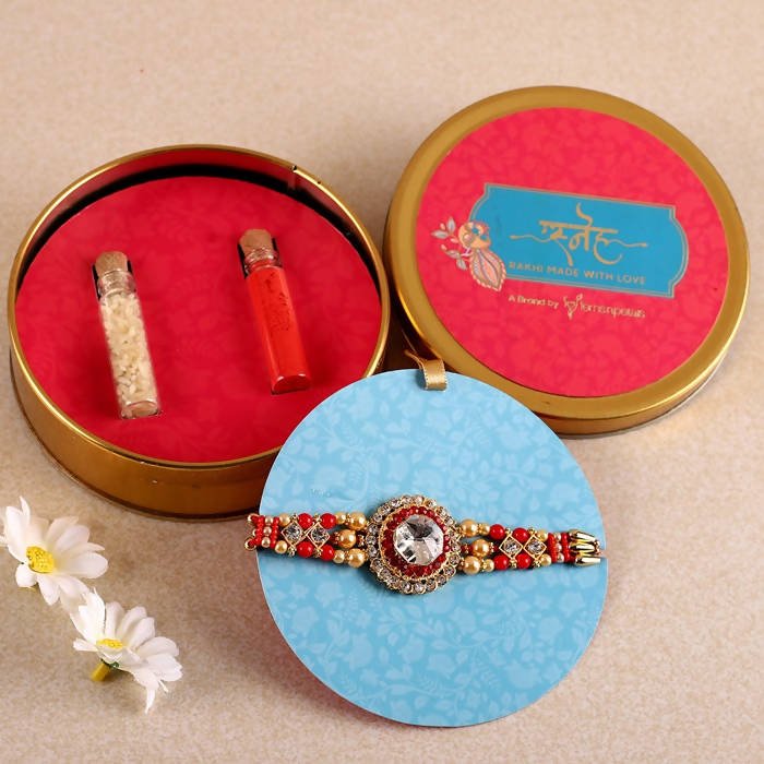 American Diamond Bling Rakhi And Kaju Katli Box