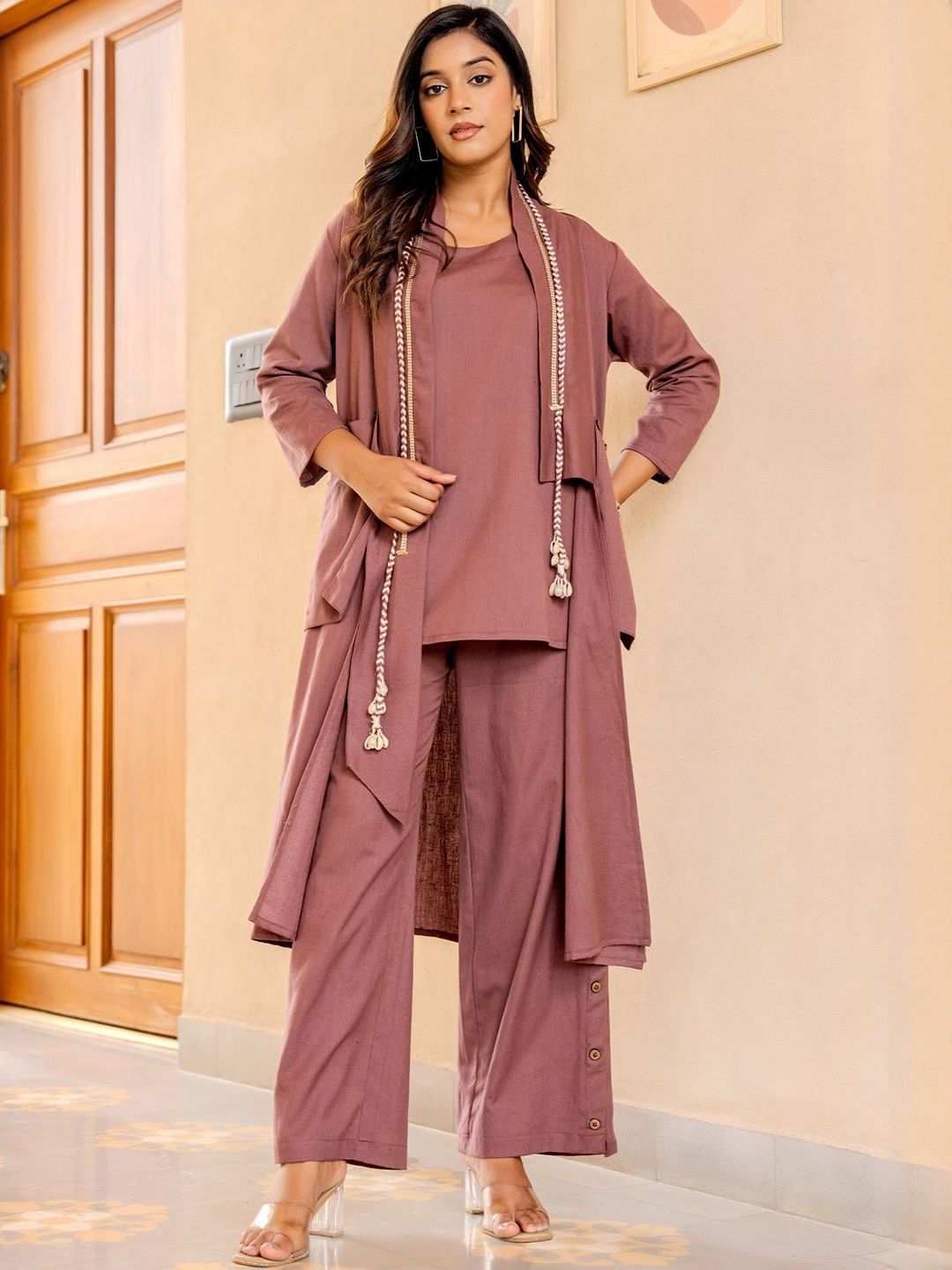 Pure Cotton Kurta with Palazzo And With Jacket