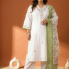 Indyancart Women's Floral Embroidered Regular Thread Work Pure Cotton Kurta with Trousers & With Dupatta