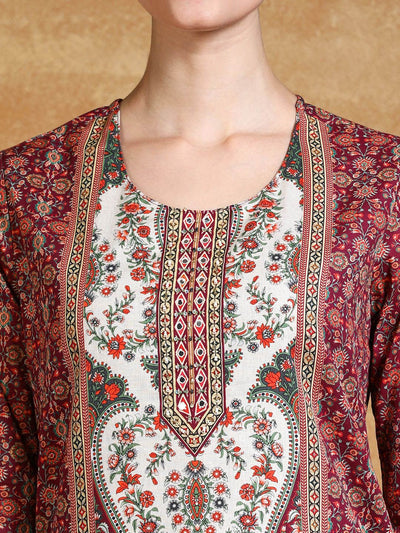 Indyancart VA Women's Ethnic Motifs Printed Cotton Kurta with Trouser & Dupatta
