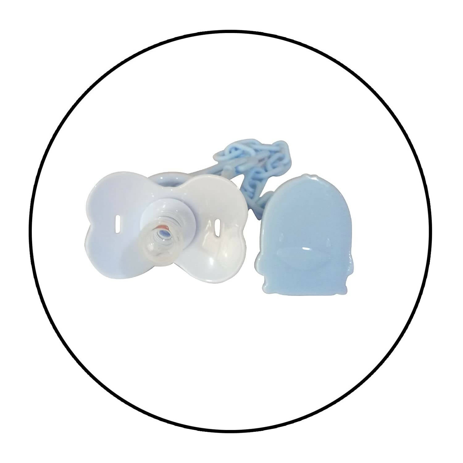 Safe-O-Kid Safe-O-Kid-Baby Pacifier/Nipple With Chain And Clip, in cute Cartoon shape Helps In Preventing From Dust - (Blue) - Indyancart