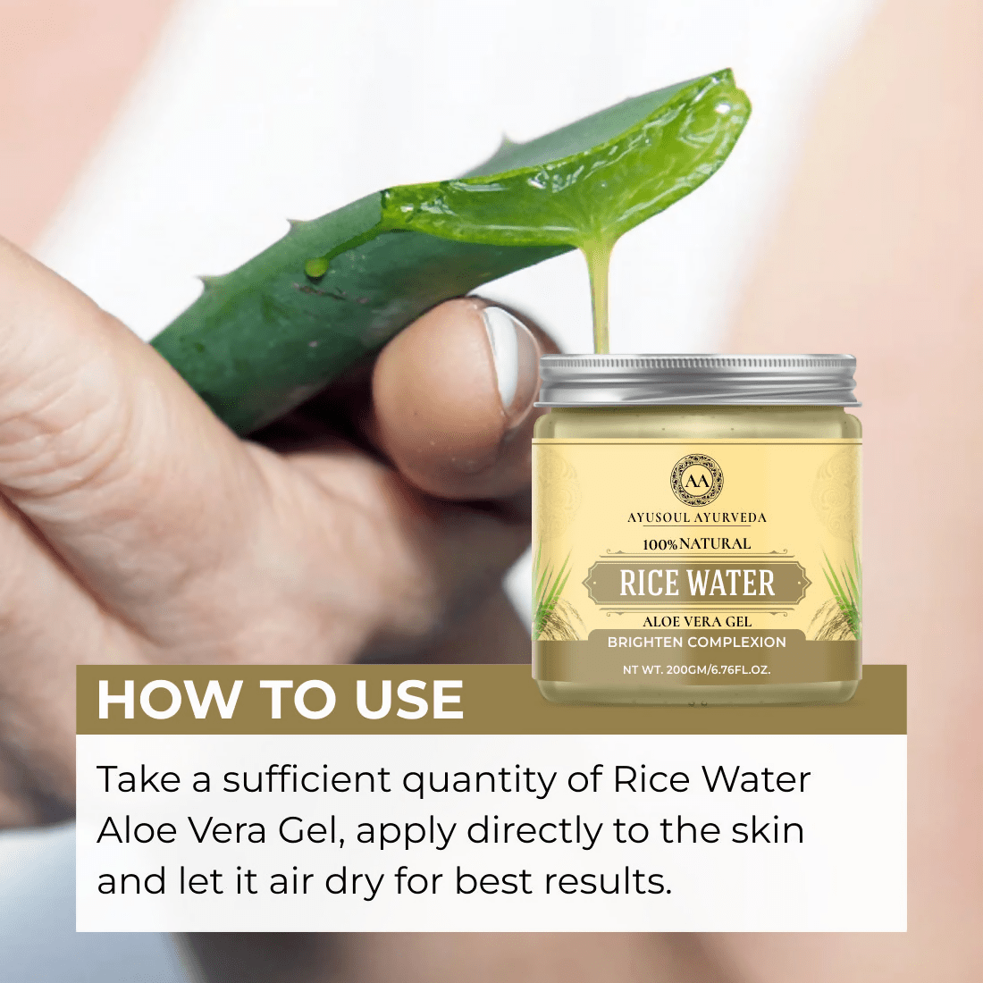 Ayusoul Ayurveda Rice Water Aloe Vera Gel For Body Skin Treatment