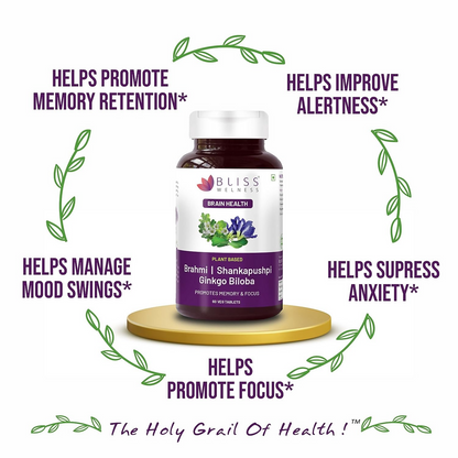 Bliss Welness Brahmi Shankpushpi Ginkgo Biloba Tablets - Indyancart