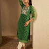 Indyancart IE Bandhani Printed Gotta Patti Straight Kurta