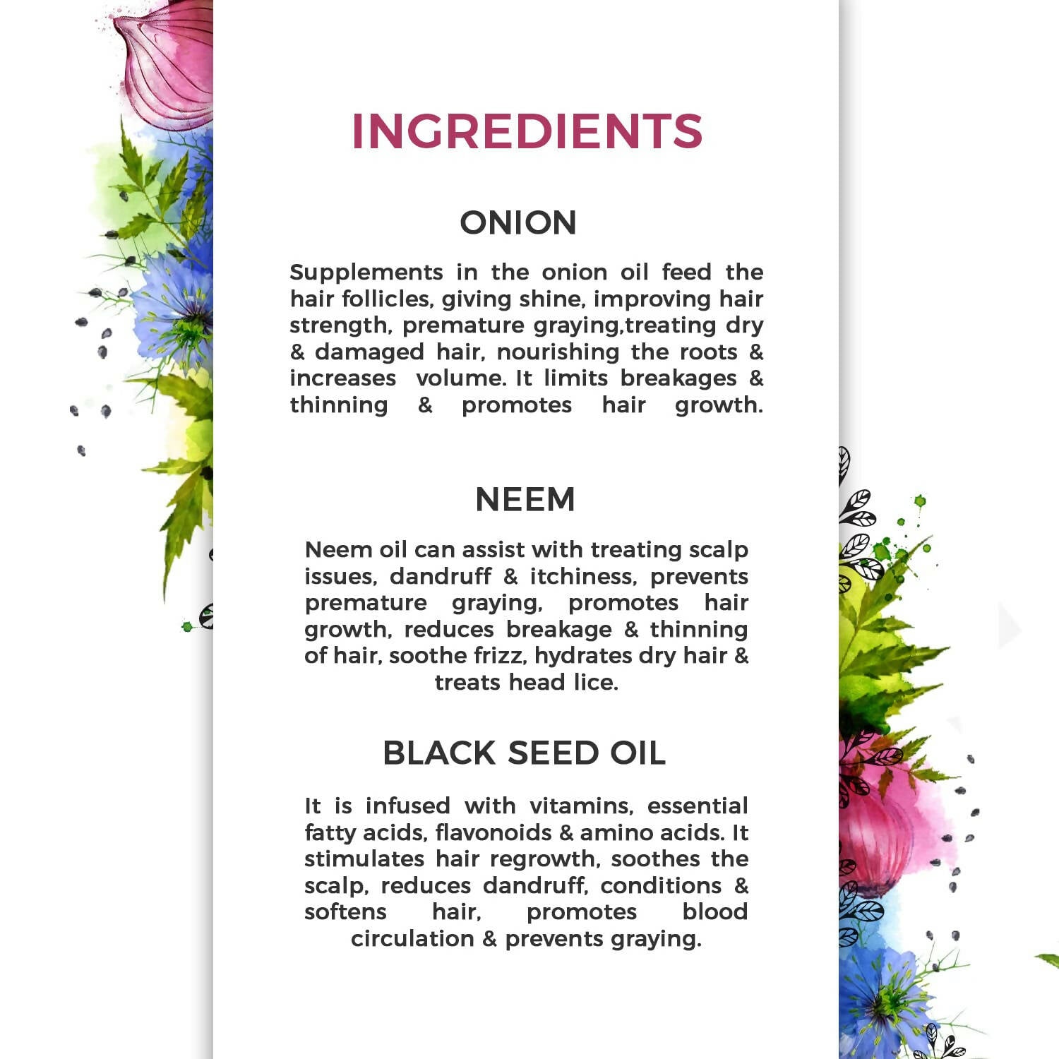 The Organic Forest Onion, Neem & Black Seed Oil Hair Shampoo - Indyancart