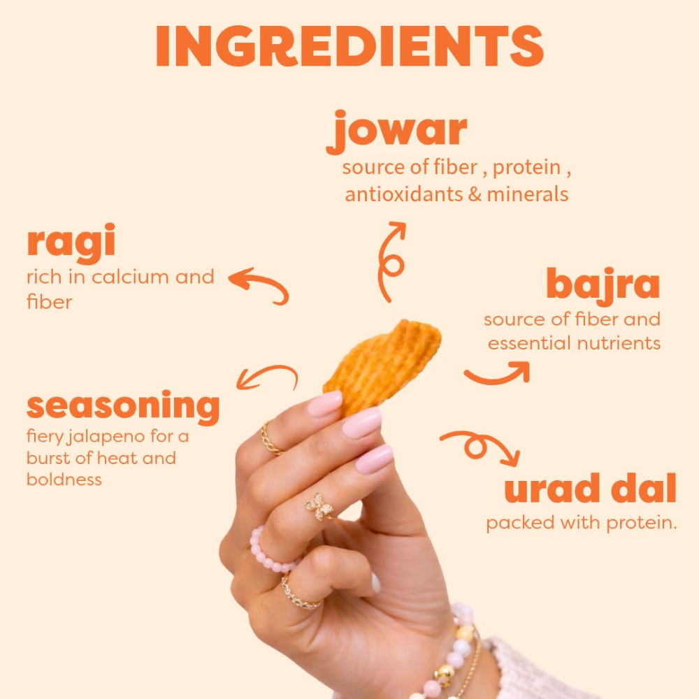 Nocap foods Zero Guilt Healthy Chips - Classic Masala & Millet Jalapeno