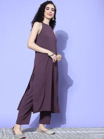 Indyancart VA Women's Regular Silk Crepe Kurta with Trousers & With Dupatta