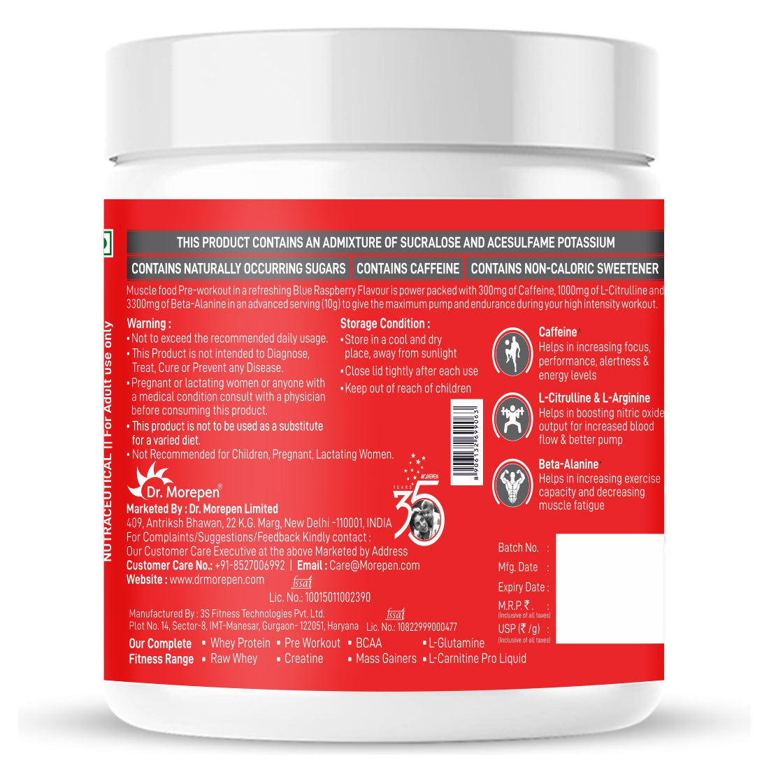 Dr Morpen Muscle Food Pre-Workout (Blue Raspberry)