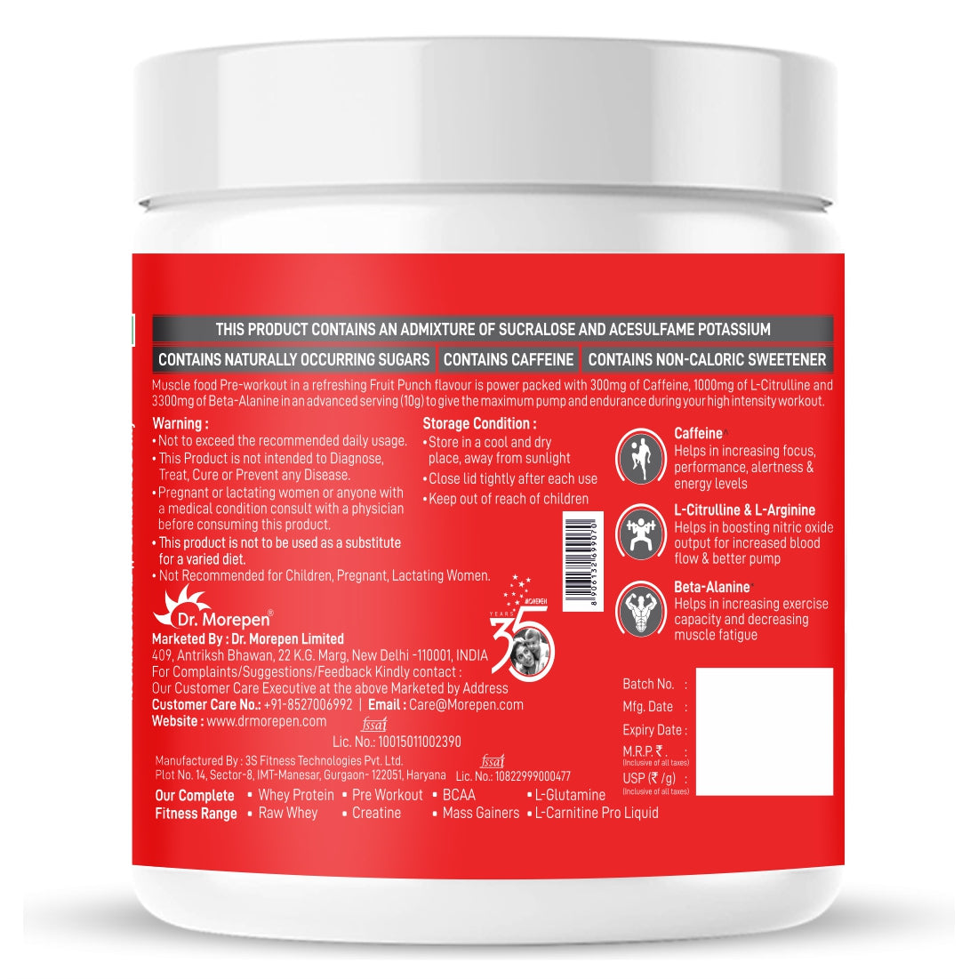 Dr Morpen Muscle Food Pre-Workout (Fruit -Punch)