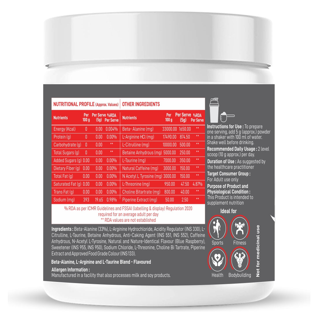 Dr Morpen Muscle Food Pre-Workout (Blue Raspberry)